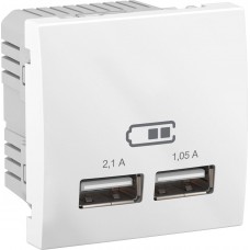 ⚡USB-розетка Unica 2.1 A (2 входа), белая (MGU3.418.18)