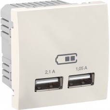 USB-розетка 2.1 А (2 разъёма) Unica Schneider Electric, цвет "слоновая кость"