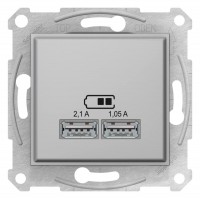 ⚡USB-розетка 2.1А серии Sedna (2 входа). Цвет Титан (SDN2710260) ⚡USB-розетка 2.1А серии Sedna (2 входа). Цвет Титан (SDN2710260)