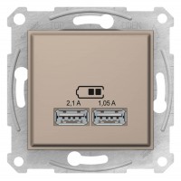 ⚡USB-розетка 2.1А серии Sedna (2 входа). Цвет Слоновая кость (SDN2710223) ⚡USB-розетка 2.1А серии Sedna (2 входа). Цвет Слоновая кость (SDN2710223)