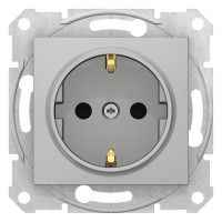 ⚡ SDN3000160 Розетка с заземлением и защитными шторками 16А Sedna алюминий Schneider Electric