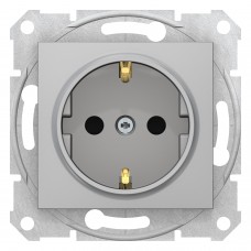 SDN3000160 Розетка з заземленням і захисними шторками 16А Sedna. Колір Алюміній