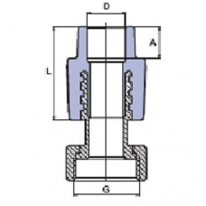 PP-R перехід з суцільнометалевою вставкою і перекидною гайкою 1/2”x16мм, Wavin Ekoplastik, SZM01620XX