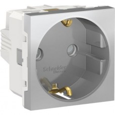 ⚡Розетка з з/к, зі шторками 16А гвинтовий зажим Unica New алюміній (NU303730)