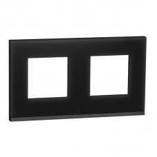 ⚡Рамка 2-х постовая горизонтальная Unica New черное стекло/антрацит (NU600486)